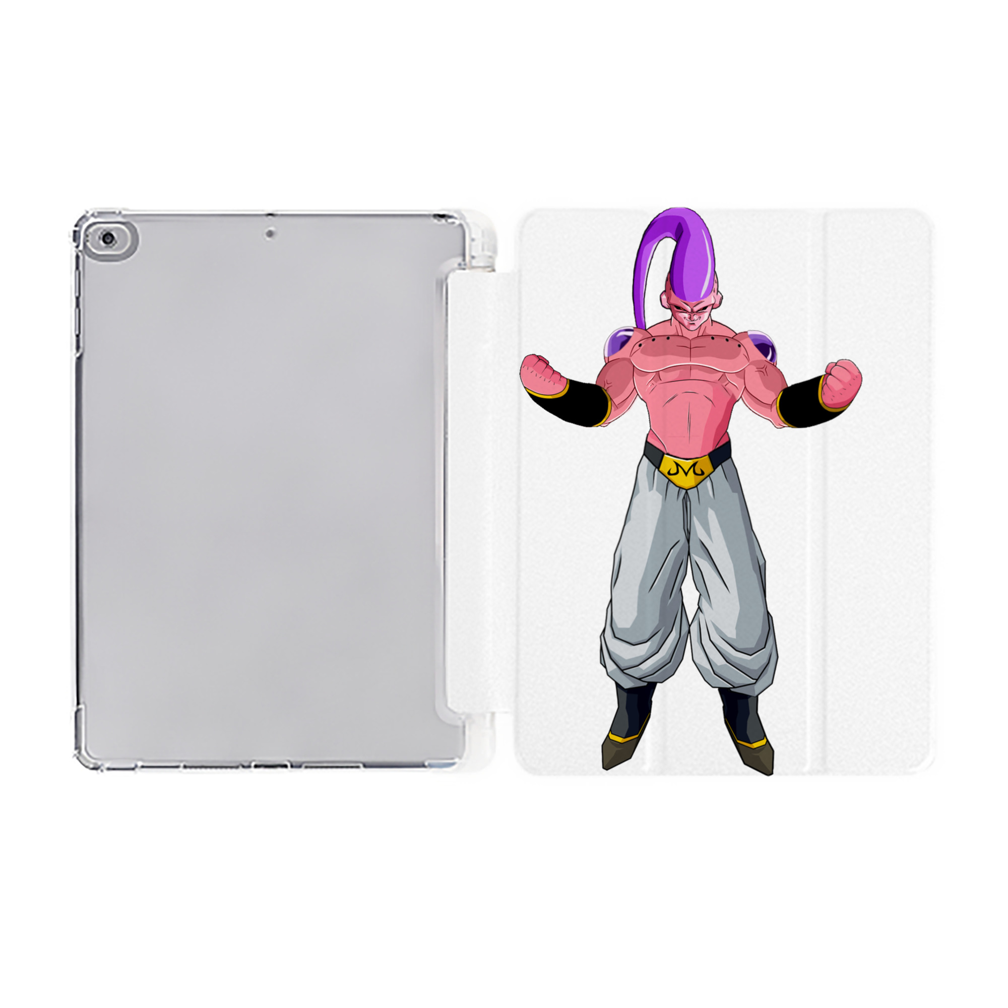 （画像用） ドラゴンボール 魔人ブウ DRAGON BALL Majin Buu IPad ケース ペン収納付き 三つ折りスタンド PUレザー×シリコン 対応機種9.5/10.5/10.9インチ